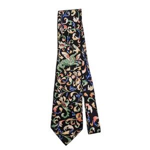Buckingham Palace Black Floral Silk Tie 3x56" England